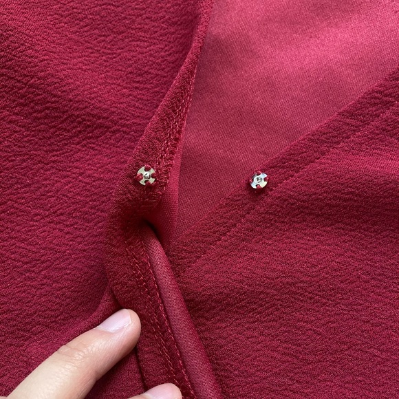 Madewell Texture & Thread Red Crepe Wrap Top - Picture 12 of 14